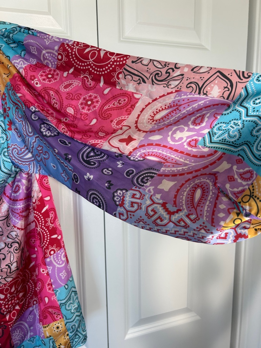 Bululu Multicolor Patchwork Bandana-Print Button Down Shirt - Picture 7 of 9